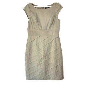 Adrianna Papell Tiered Dress Boat Neck Capped Sleeve Lined Academia Grey Size 12